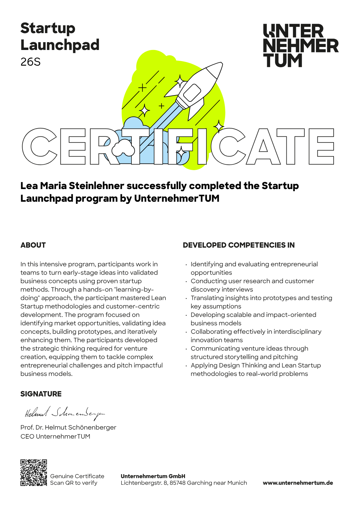Preview of the certificate